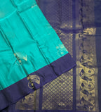 VSM391 - peacock blue color body , navy blue color pallu , blouse