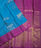 VSM395 - peacock blue color body , purple color pallu , blouse