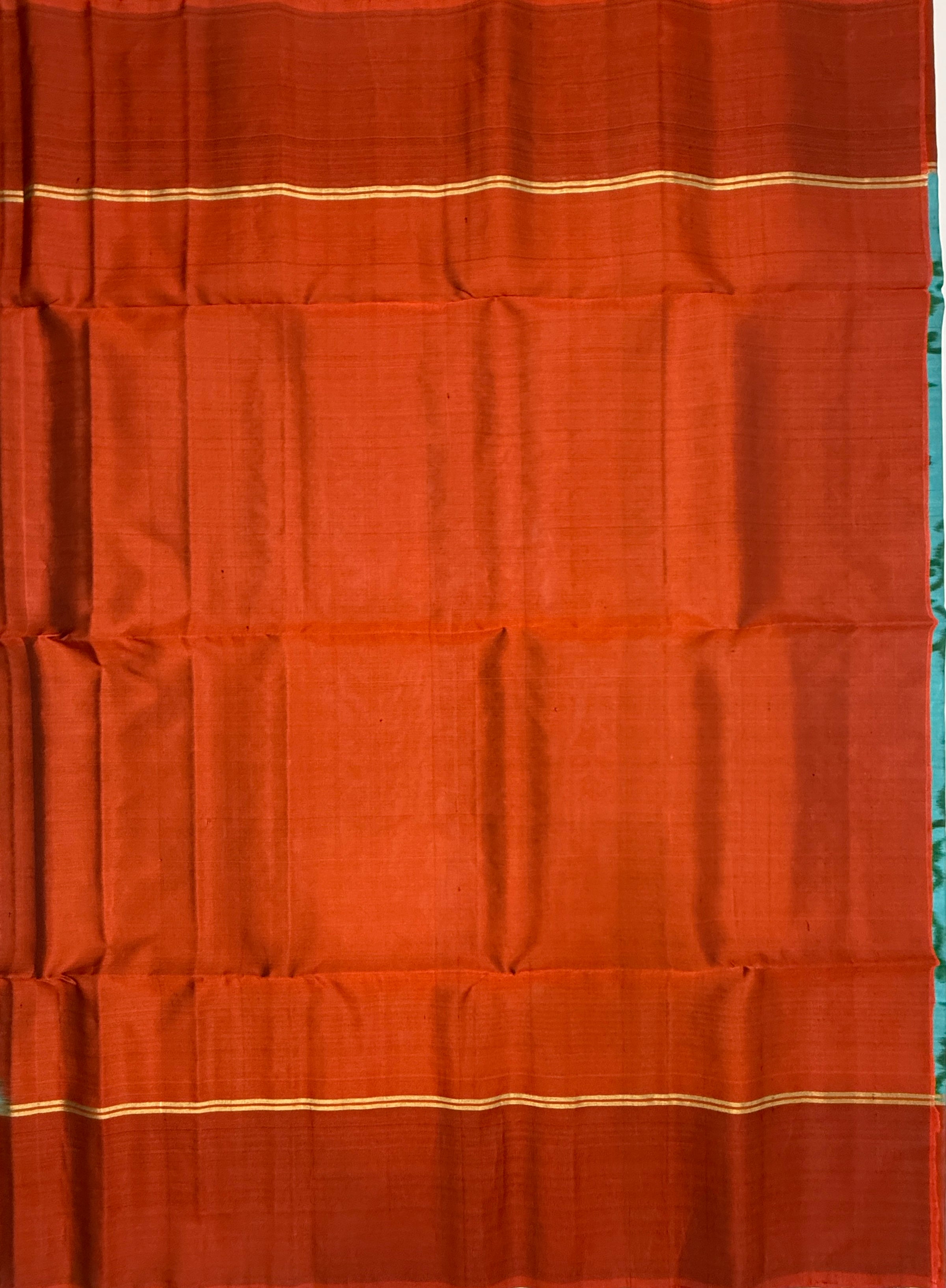 VSM396 - dual blue color body , orange color pallu , blouse