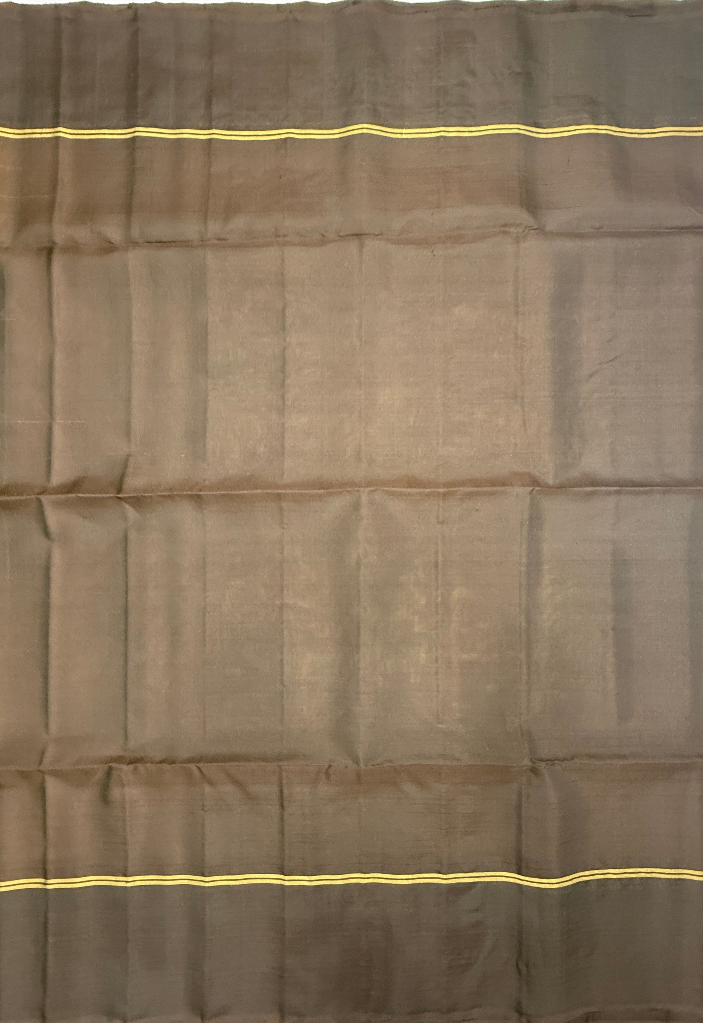 VSM397 - cowdung green color body , coffee brown color pallu , blouse