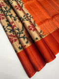 VSM403 - sandal color body , orange color pallu , blouse