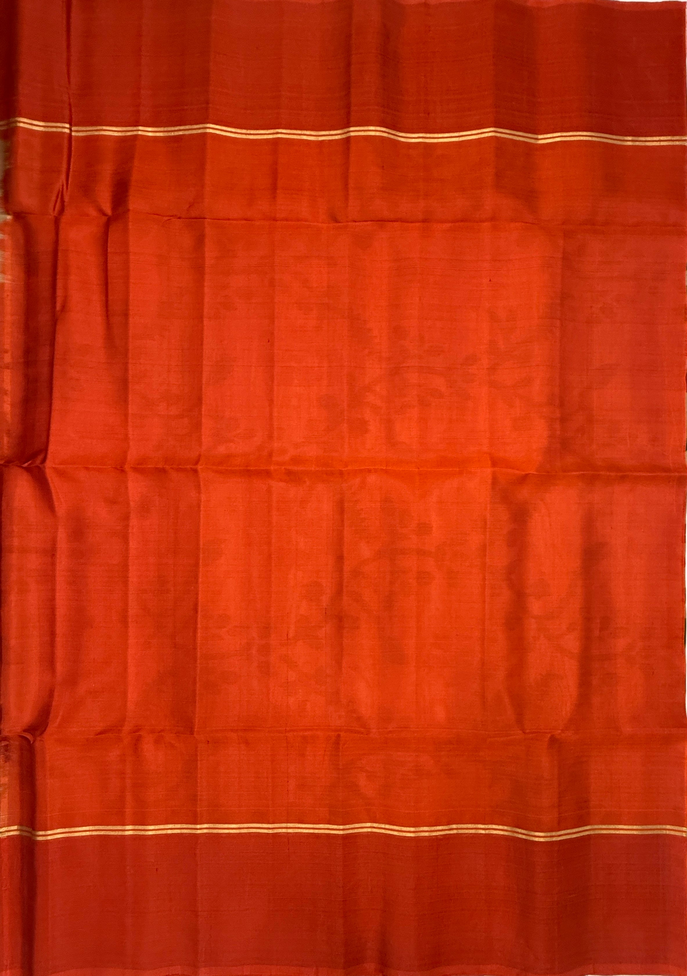 VSM403 - sandal color body , orange color pallu , blouse