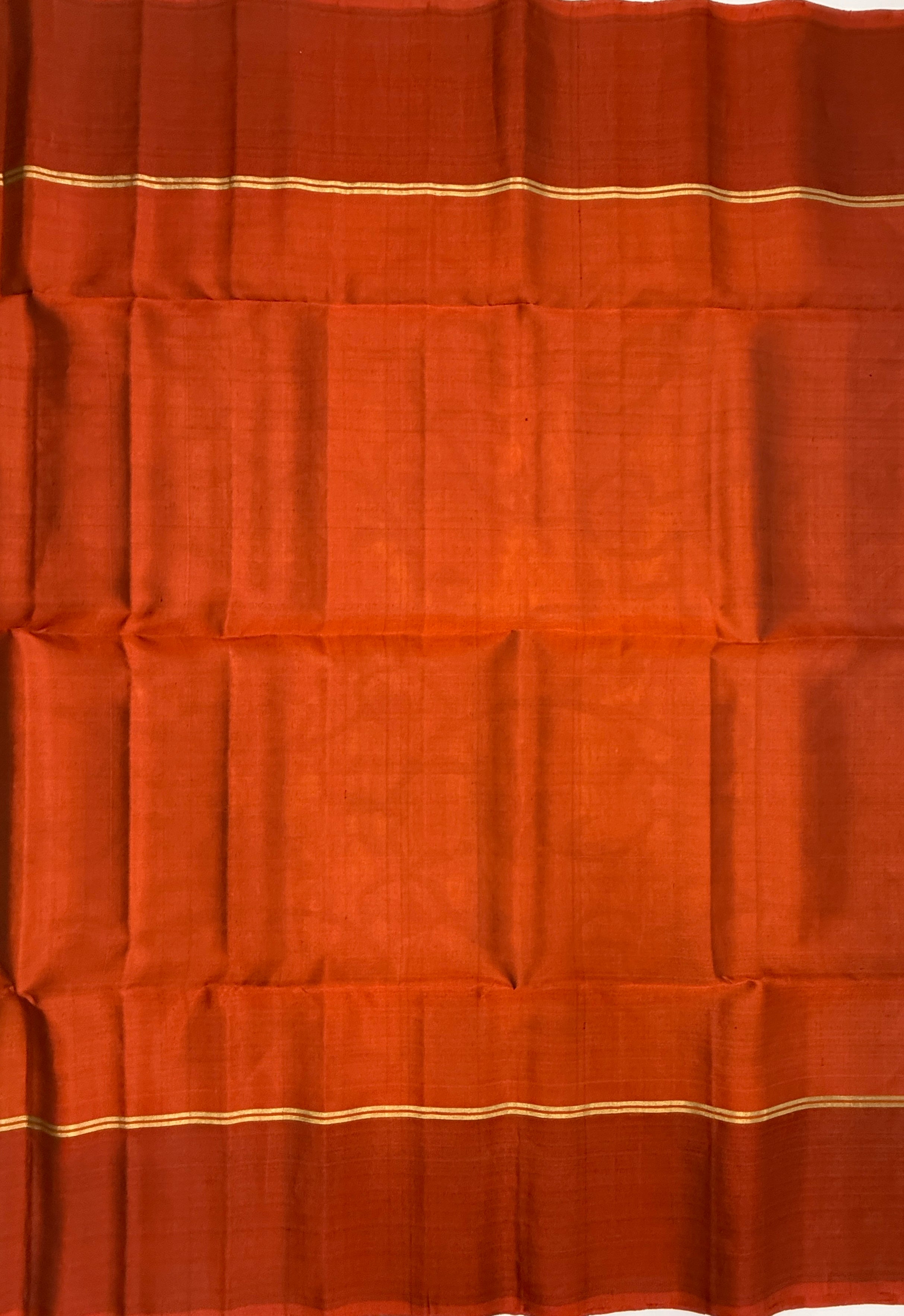 VSM406 - mehandi green color body , orange color pallu , blouse