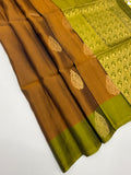 VSM410 - mustard color body , light green color pallu , blouse