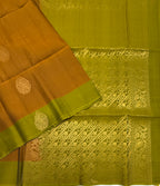 VSM410 - mustard color body , light green color pallu , blouse