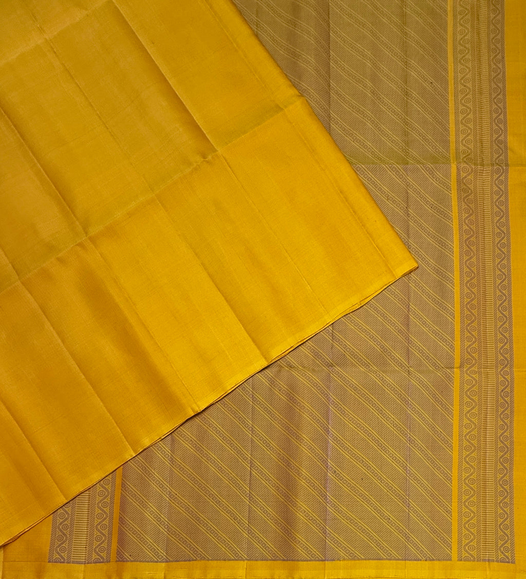 VSP734 - yellow color body , color pallu , blouse - Pure silk saree