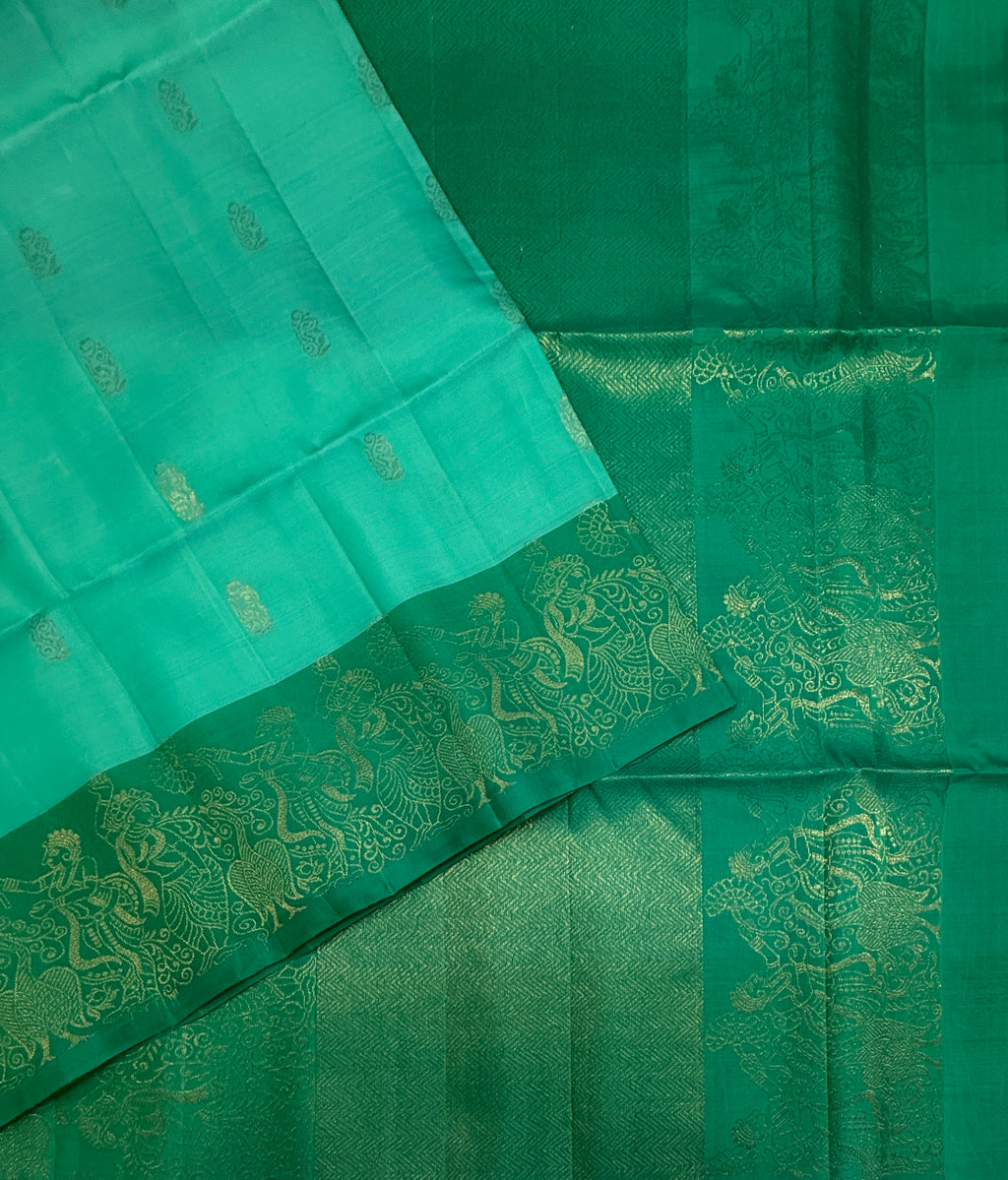 VSM411 - torquoise blue color body , color pallu , blouse