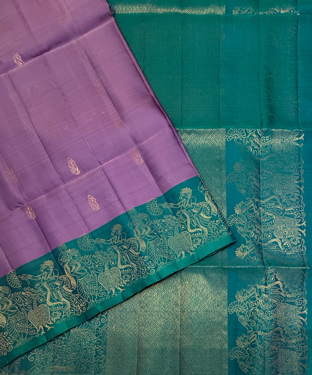 VSM414 - lavender color body , peacock blue color pallu , blouse
