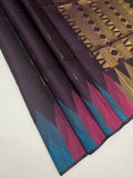 VST297 - dark purple color body , color pallu , blouse - Pure silk saree