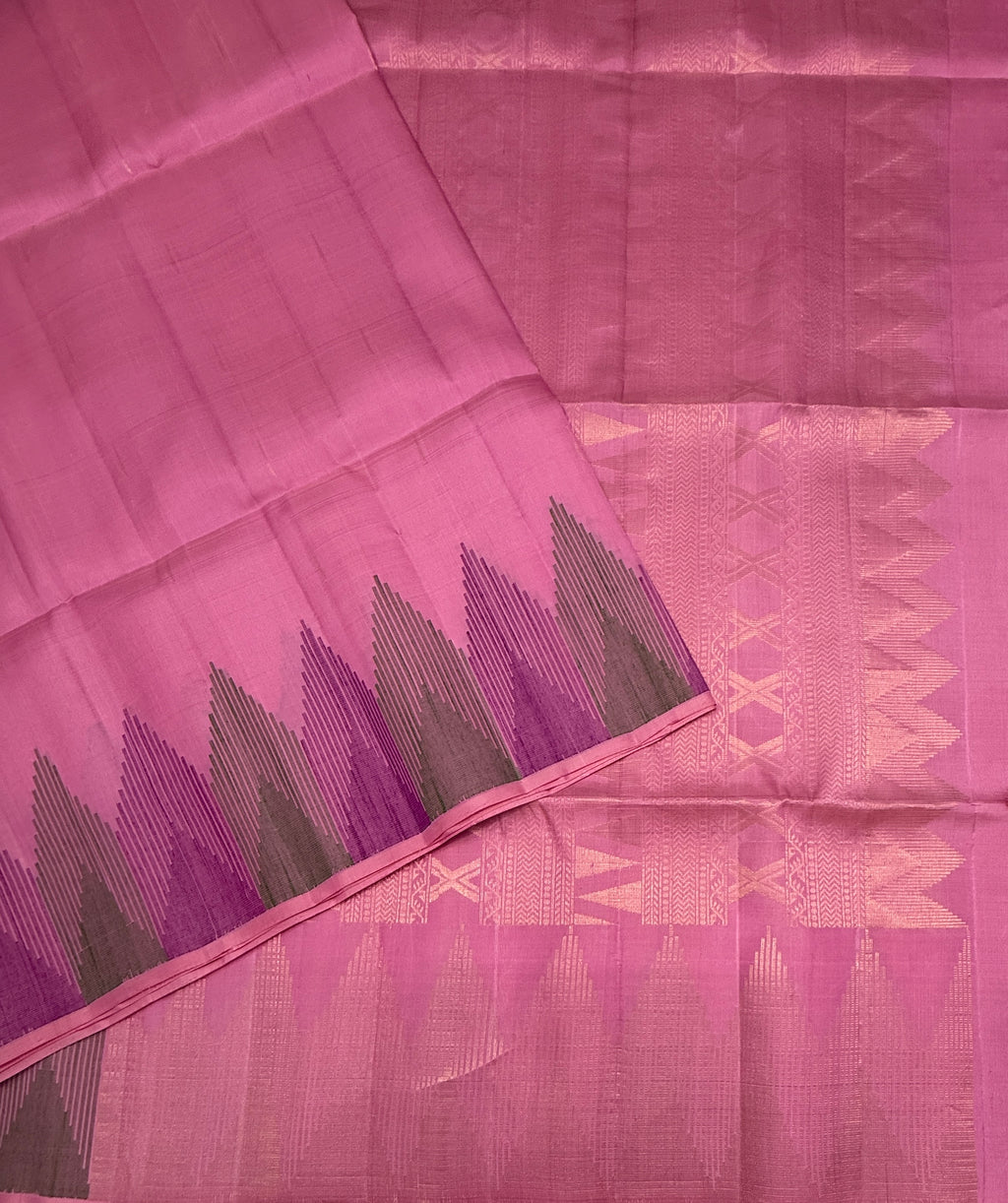 VST299 -milk rose color body , color pallu , blouse - Pure silk saree