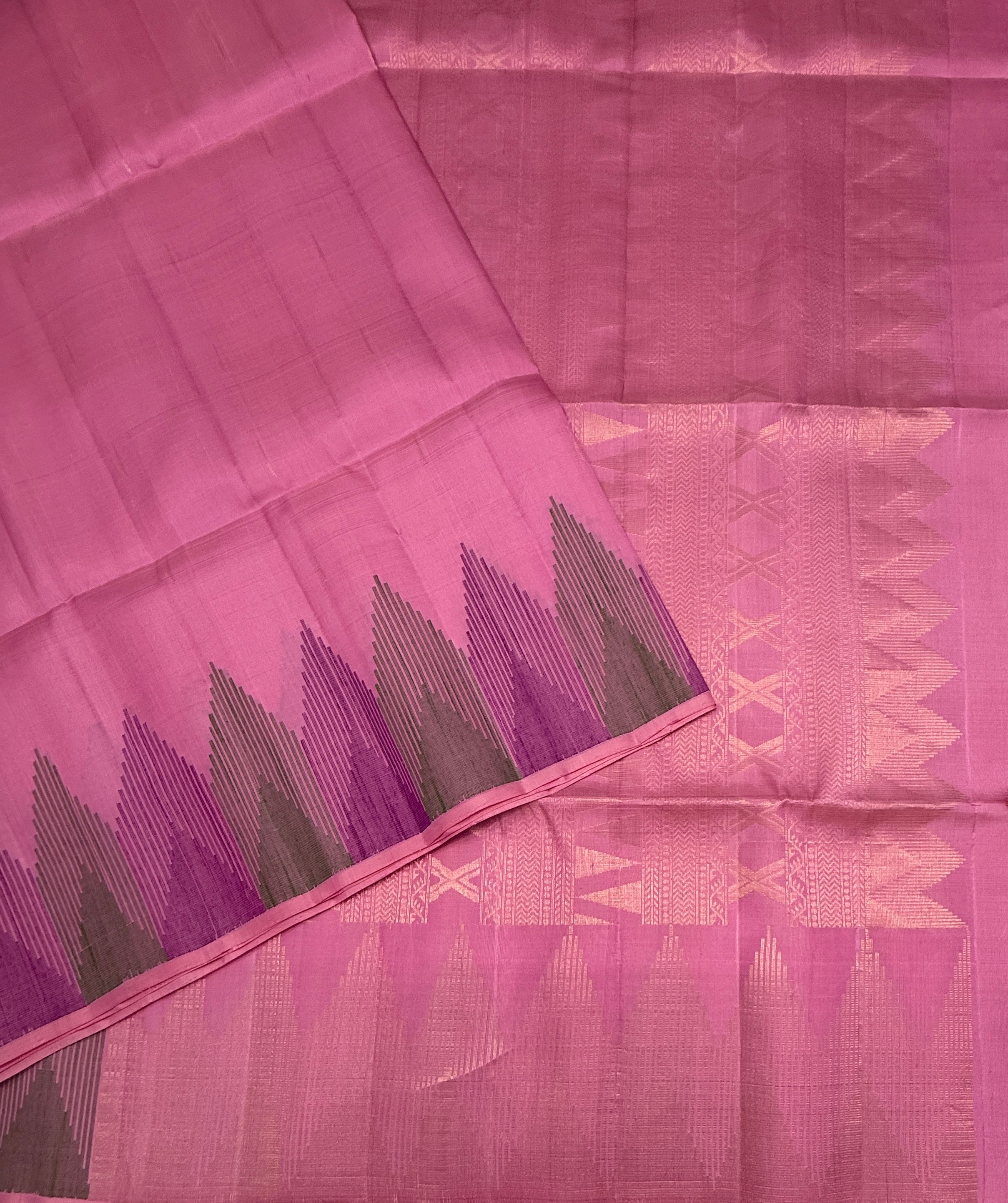 VST299 -milk rose color body , color pallu , blouse - Pure silk saree