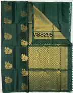 VSS295 - bottle green color body, pallu , blouse pure silk saree