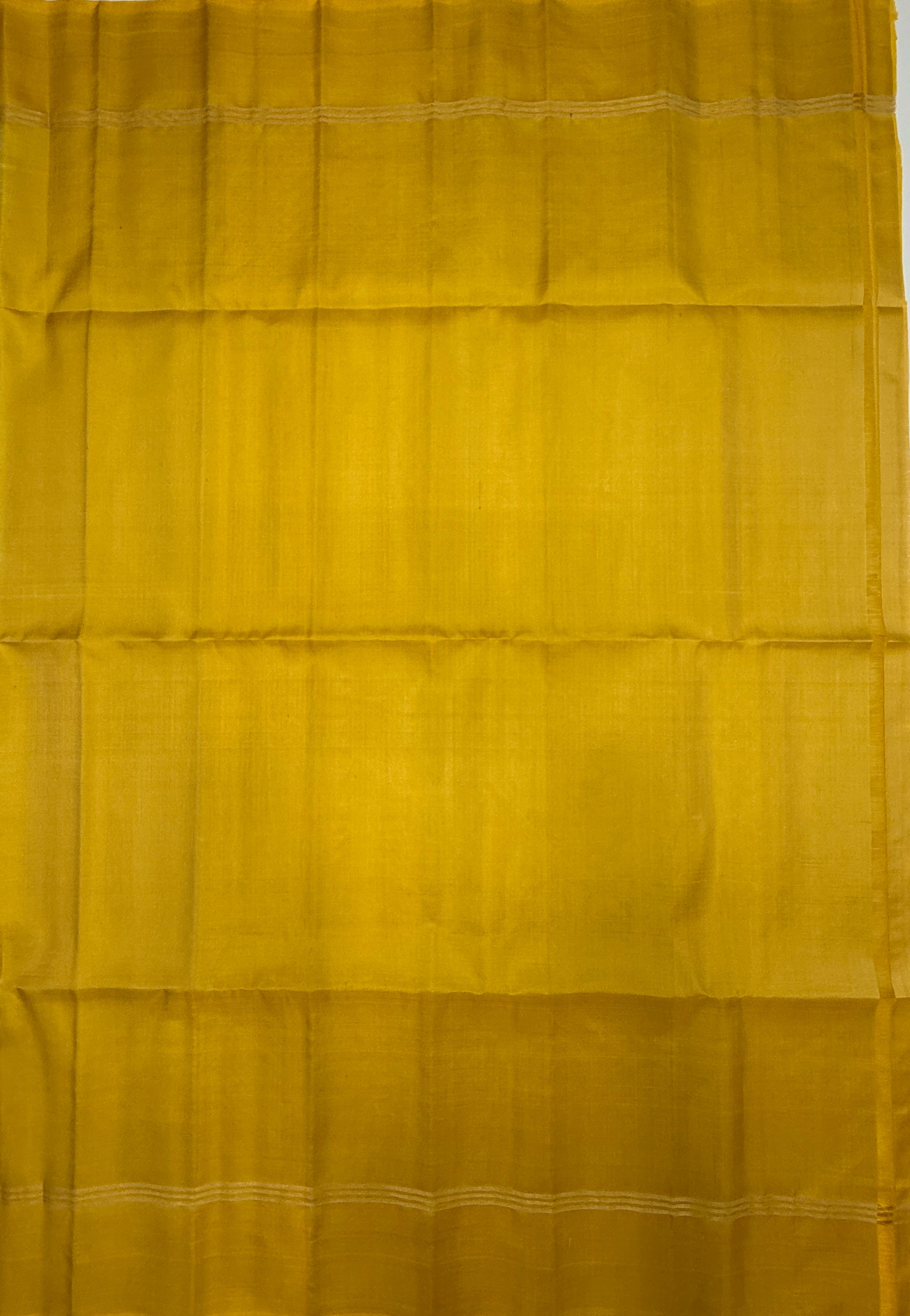 VSF1130 - beige color body , yellow color pallu,blouse - Pure silk saree