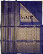 VSA397 - navy blue color body, pallu , blouse pure silk saree