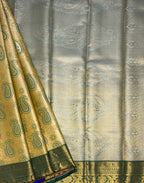 VSAS883 - light yellow color body , green color pallu , blouse.