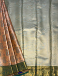 VSAS885 - light peach color body , green color pallu , blouse.