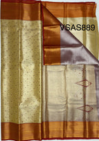 VSAS889 - light golden color body , red color pallu , blouse.