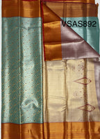 VSAS892 - pastel blue color body , red color pallu , blouse.