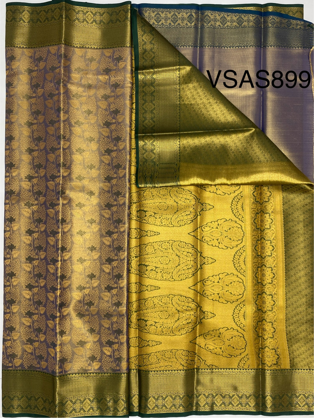 VSAS899 - lavender color body , bottle green color pallu , blouse.