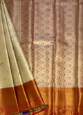 VSAS904 - light golden color body , red color pallu , blouse.