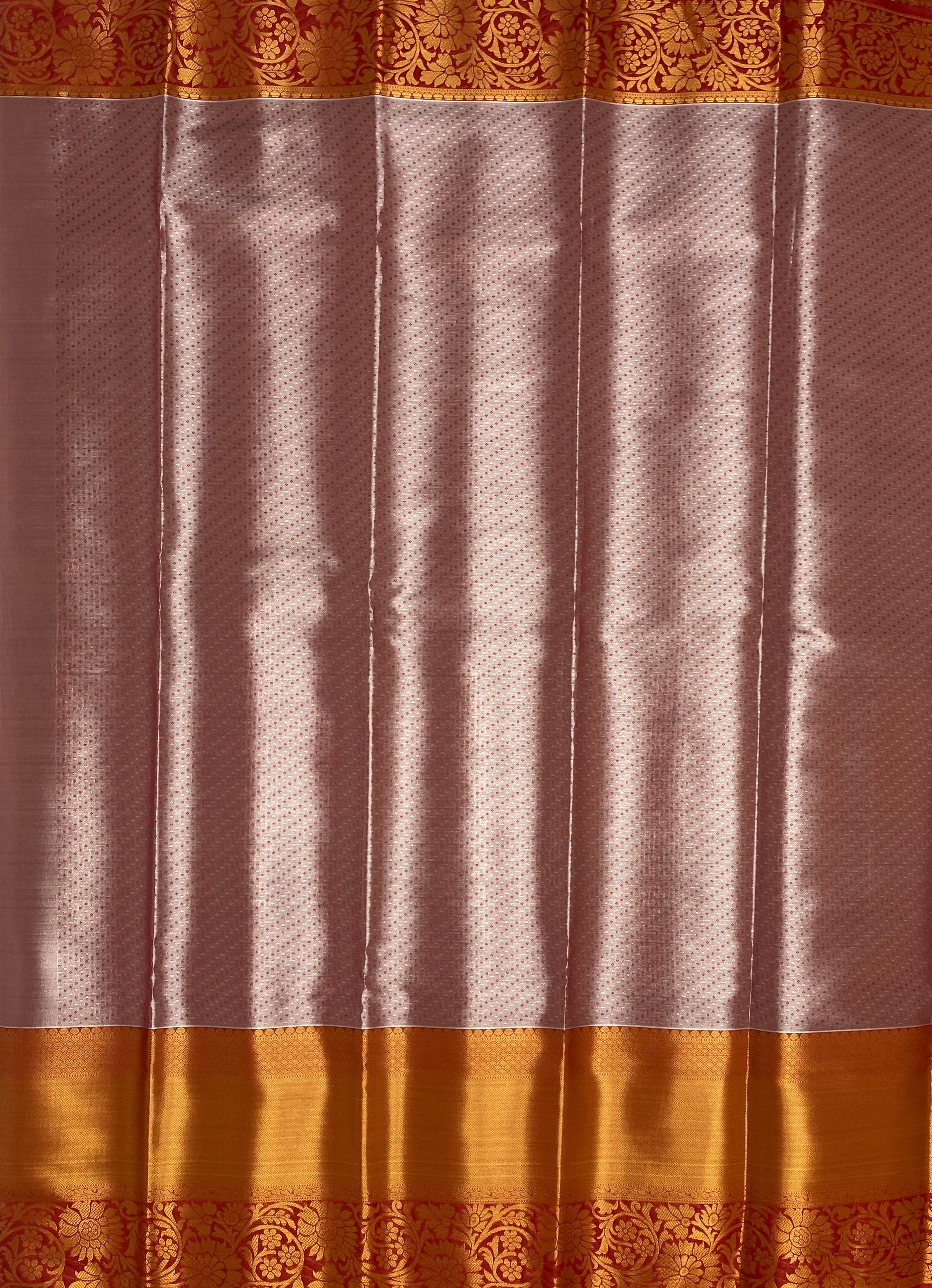VSAS904 - light golden color body , red color pallu , blouse.
