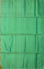 VSA32 - mustard yellow color body & light green color pallu , blouse pure silk saree