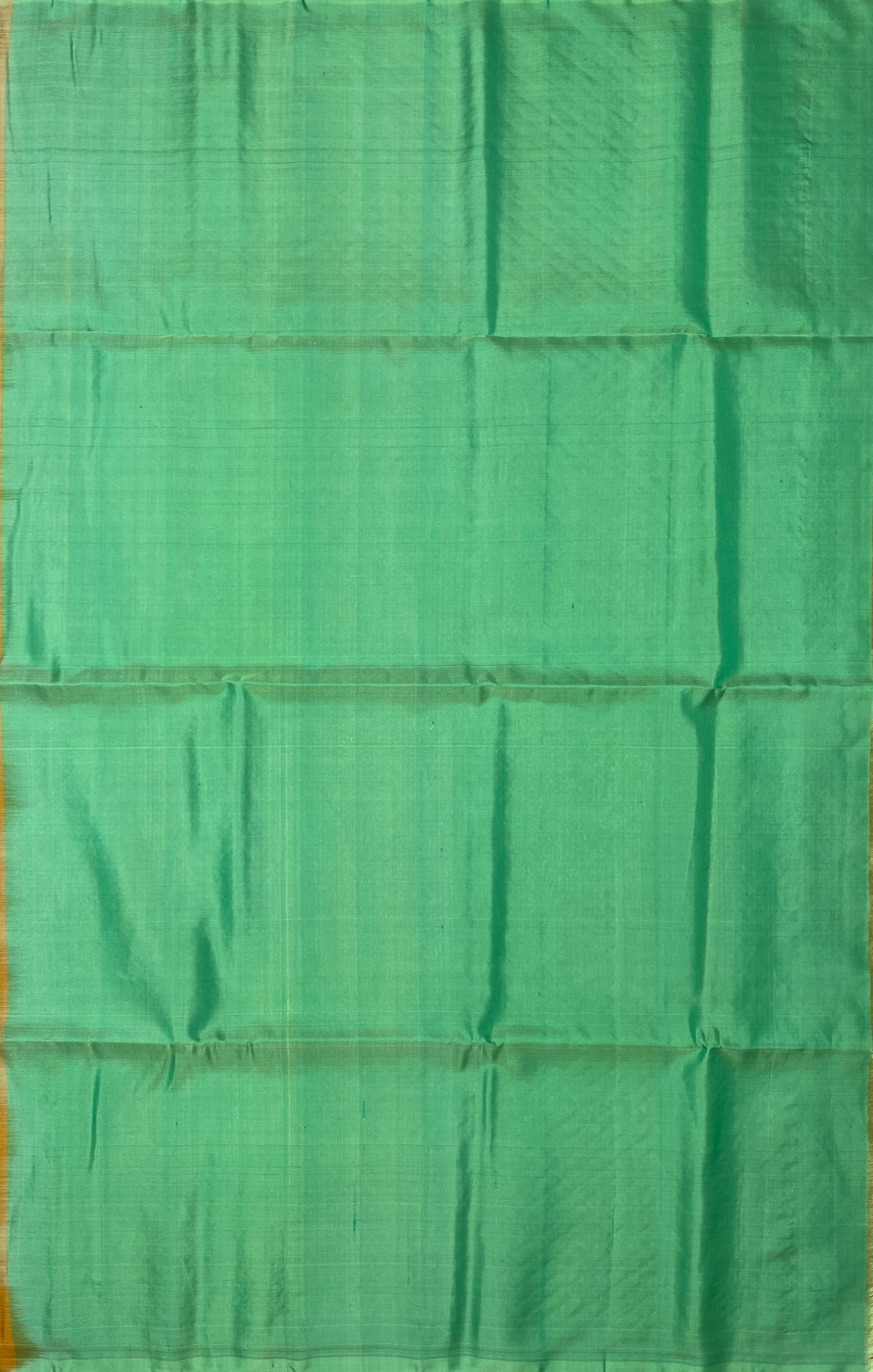 VSA32 - mustard yellow color body & light green color pallu , blouse pure silk saree