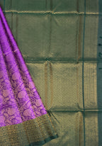 VSA430 - violet color body & bottle green color pallu , blouse pure silk saree
