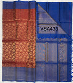 VSA433 - maroon color body & peacock blue color pallu , blouse pure silk saree