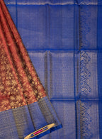 VSA433 - maroon color body & peacock blue color pallu , blouse pure silk saree