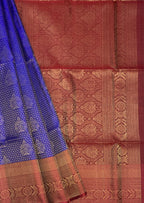 VSA441 - royal blue color body & maroon color pallu , blouse pure silk saree