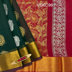 VSKC96 - bottle green color body , dark pink color pallu , blouse.