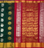VSKC96 - bottle green color body , dark pink color pallu , blouse.