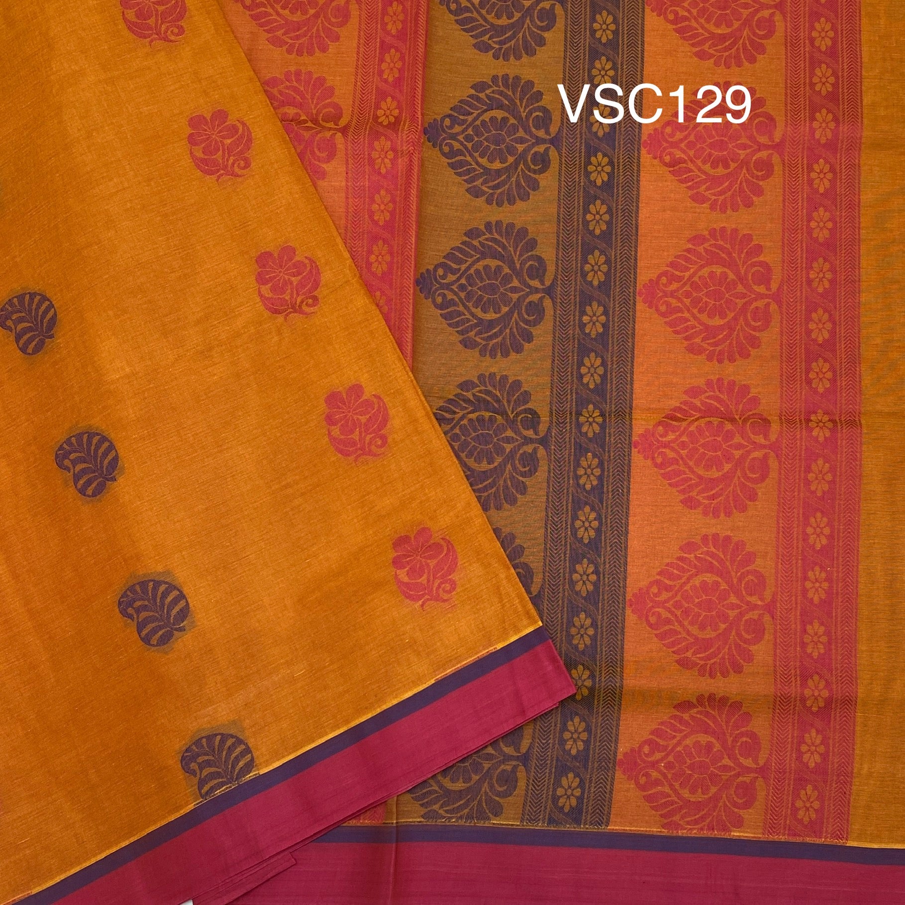 VSC129 - orange color body,pallu,blouse.