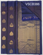VSCB386 - dark violet color body , ink blue color pallu , blouse - Pure silk saree