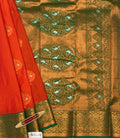 VSAS538 - orange color body , green color pallu , blouse.