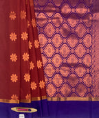 VSAS545 - brick red color body , violet with purple color pallu , blouse.