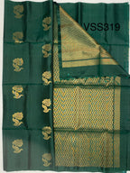 VSS319 - bottle green color body, pallu , blouse pure silk saree