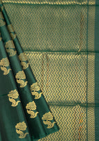 VSS319 - bottle green color body, pallu , blouse pure silk saree
