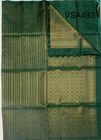 VSA493 - bottle green color body, pallu , blouse pure silk saree