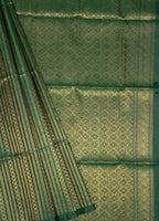 VSA493 - bottle green color body, pallu , blouse pure silk saree