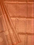 VSA505 - peach color body, pallu , blouse pure silk saree