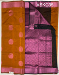 VSKC35 - orange with black color body , black color pallu , blouse.