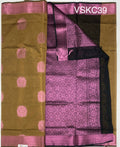 VSKC39 - khaki brown color body , black color pallu , blouse.