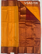 VSAS706 - mango yellow color body , light brown color pallu , blouse.