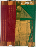 VSAS256 - brick red color body , dark green color pallu , blouse.