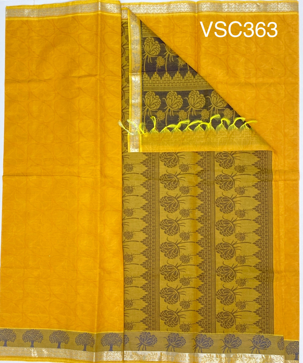 VSC363 - mango yellow color body, pallu,blouse.
