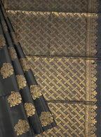 VSS334 - black color body, pallu , blouse pure silk saree