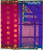 VSAS613 - magenta color body , ink blue with green color pallu , blouse.
