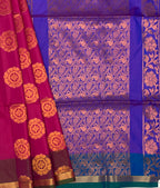 VSAS613 - magenta color body , ink blue with green color pallu , blouse.